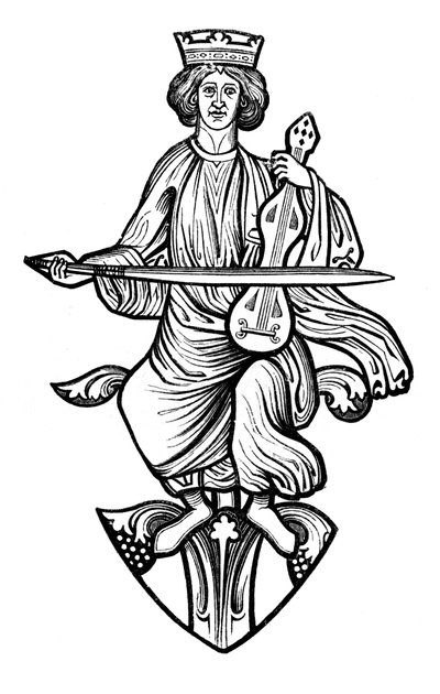 King David playing on a rote by Unbekannt