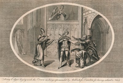 King Edgar Laying Aside His Crown on Being Reprimanded by Archbishop Dunstan, c960s, 1793 by Unbekannt