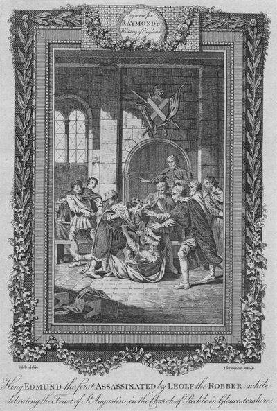 King Edmund the First Assassinated by Leolf the Robber by Unbekannt