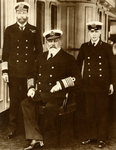 King Edward VII with his son George, Prince of Wales, and grandson Prince Edward by Unbekannt