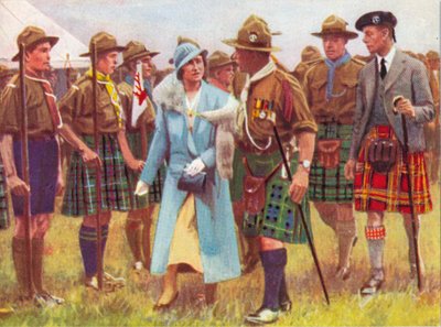 King George VI and Queen Elizabeth Inspect Scouts at Portree, on the Isle of Skye by Unbekannt