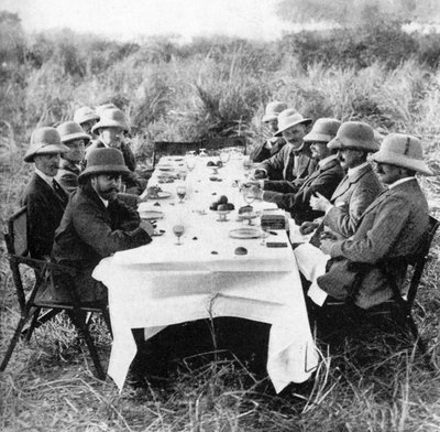 King George V having lunch after tiger hunting in Nepal by Unbekannt