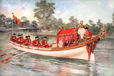 King George V and Queen Mary Visiting Henley Regatta on the State Barge by Unbekannt
