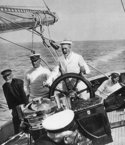 King George V at the Helm of His Yacht Britannia, c1930s by Unbekannt