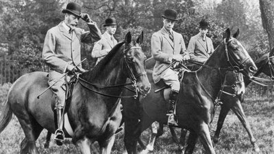 King George V Riding in Windsor Great Park with His Sons by Unbekannt