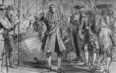 King James II. Landing at Kinsale, 12 March 1689 by Unbekannt
