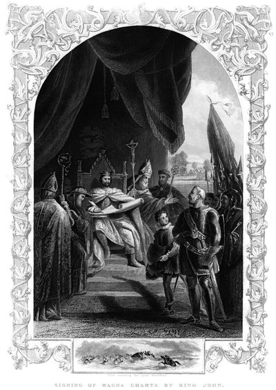 King John 1167-1216 Signing the Magna Carta at Runnymede, 1215 by Unbekannt