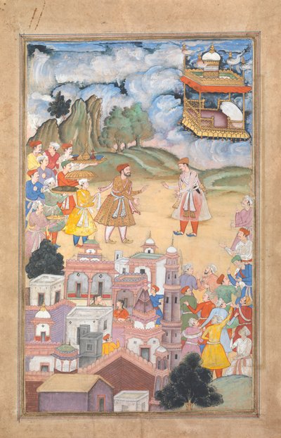 King Sal Visits Kala Yavana, Folio from a Harivamsa Legend of Hari Krishna, 1590-95 by Unbekannt