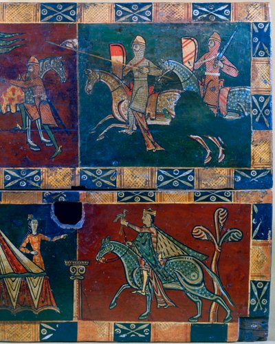 Knights on horseback and king with a falcon, 12th century by Unbekannt