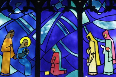 Adoration of the Magi, Stained Glass Window, Kon Tum Cathedral, Kon Tum, Vietnam by Unbekannt