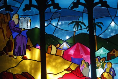 Moses with the Tables of the Law, Stained Glass Window, Kon Tum Cathedral, Kon Tum, Vietnam by Unbekannt