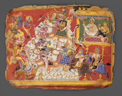 Krishna Battles the Armies of the Demon Naraka: Page from a Bhagavata Purana Manuscript by Unbekannt