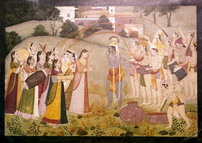 Krishna Celebrating Spring Festival of Holi by Unbekannt