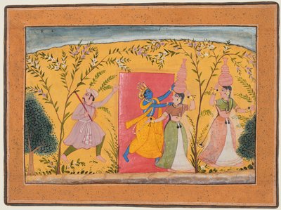 Krishna Exacts a toll from the Milkmaids, from a Bhagavata Purana by Unbekannt