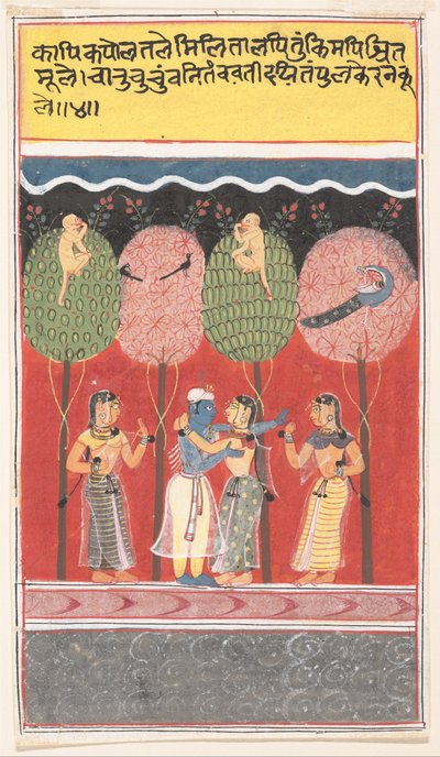 Krishna Revels with the Gopis from a Dispersed Gita Govinda Song of the Cowherds by Unbekannt