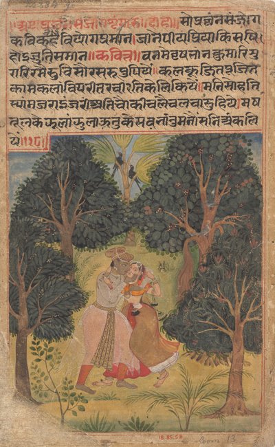 Krishna Woos Radha: Page from the Dispersed Boston Rasikapriya Lovers Breviary, ca. 1610 by Unbekannt
