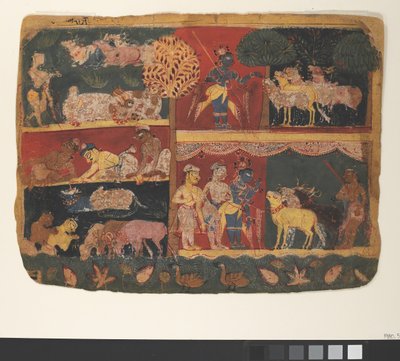 Krishna and the Cowherds: Page from a Dispersed Bhagavata Purana, ca. 1520-30 by Unbekannt