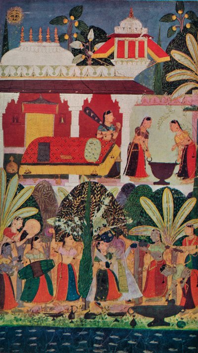 Krishna and the Gopes gopis at the Spring Festival by Unbekannt