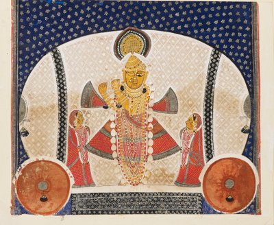 Krishna as Shrinathji playing a flute by Unbekannt