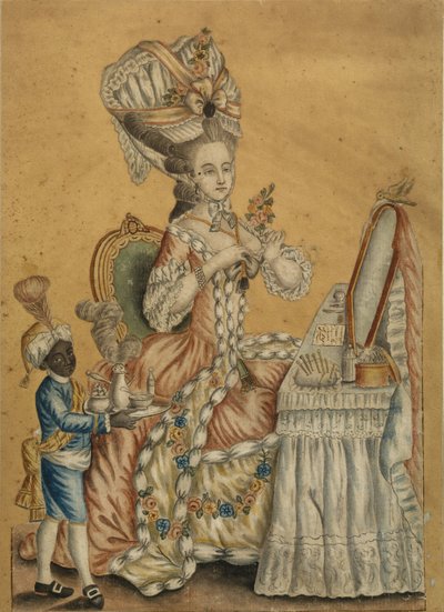 Lady at a Toilette with a black boy, 1770s by Unbekannt