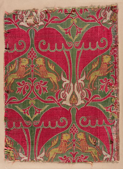 Lampas with Rampant Lions, Palmettes, and Escutcheons by Unbekannt