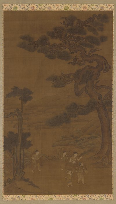 Landscape: handicraftsmen under a great pine tree by Unbekannt