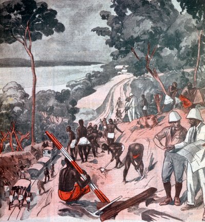 Laying Railway Track Under the Equatorial Sun, Brazzaville, Congo by Unbekannt