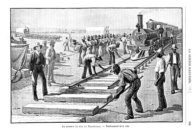 Laying Sleepers and Rails Permanent Way on the Transvaal Railway, South Africa, 1893 by Unbekannt