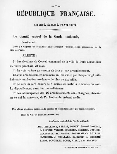 The Central Committee of the National Guard, from French Political Posters of the Paris Commune by Unbekannt