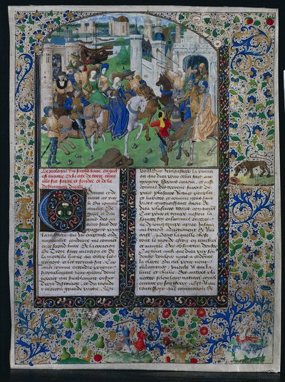 King Priam Meets Helen and Paris, c. 1470 by Unbekannt