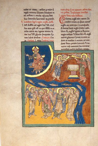 Leaf from a Beatus Manuscript: The Sixth Angel Delivers the Four Angels by Unbekannt