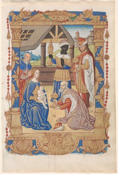 Leaf from a Book of Hours: Adoration of the Magi (recto), c. 1510 by Unbekannt