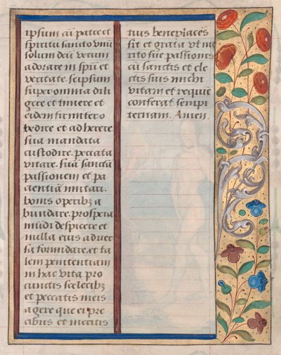 Leaf from a Book of Hours: Text with Illustrated Border verso, c. 1510 by Unbekannt