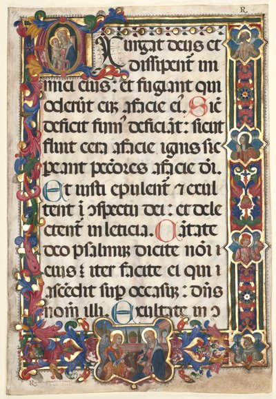 Leaf from a Psalter with Full Border with Medallions Annunciation, SS. Jerome, Clare by Unbekannt