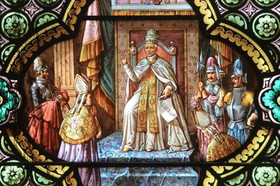 Leo XIII, The Bubble of the Rosary, Stained Glass Window, Shrine of Our Lady of La Salette, La Salette-Fallavaux by Unbekannt