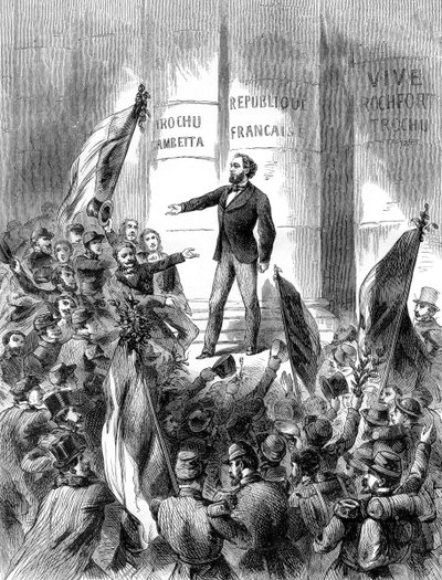 Leon Gambetta proclaiming the Republic of France, 4th September 1870 by Unbekannt
