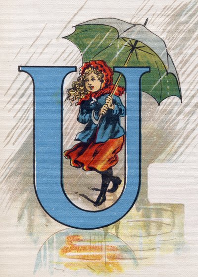 Letter U: Ursula in the Rain with an Umbrella by Unbekannt
