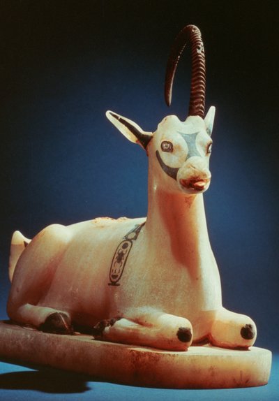Lid of an Unguent Jar in the Form of an Ibex, from Tutankhamun