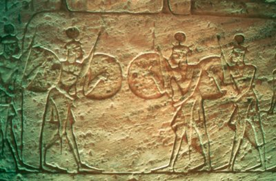 Limestone relief showing Hittite soldiers, Temple of Abu Simbel, Egypt, 14th-13th century BC by Unbekannt