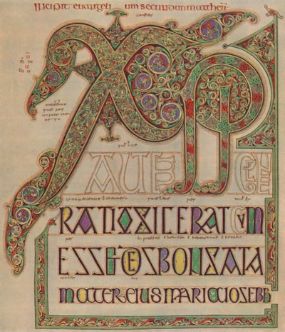 Lindisfarne Gospels, Christi autem page. British Museum by Unbekannt