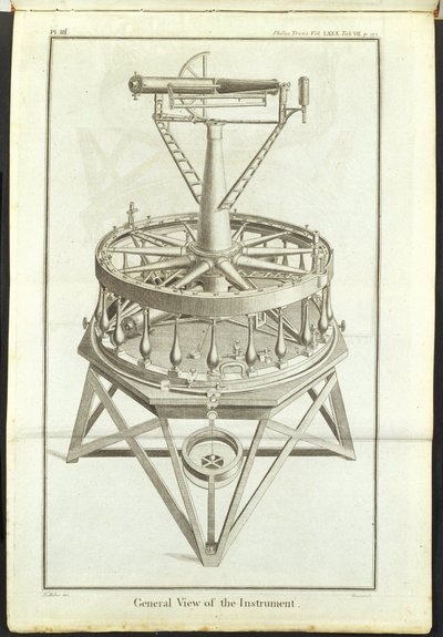 Line Engraving of the First Great Theodelite (3 ft Horizontal Circle) Depicted in the Philosophical Transactions of the Royal Society Vol by Unbekannt