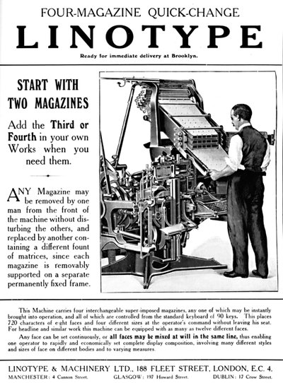 Linotype & Machinery Ltd. advert by Unbekannt