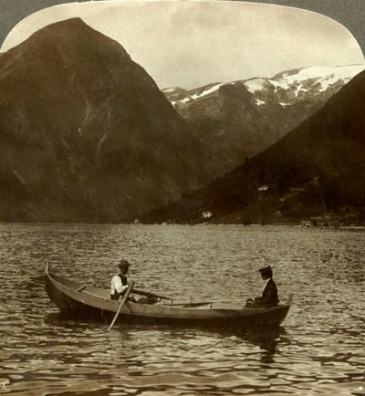 Looking Across Essefjord from Tjugum to Ice-Covered Kjeipen, Norway, c. 1905 by Unbekannt