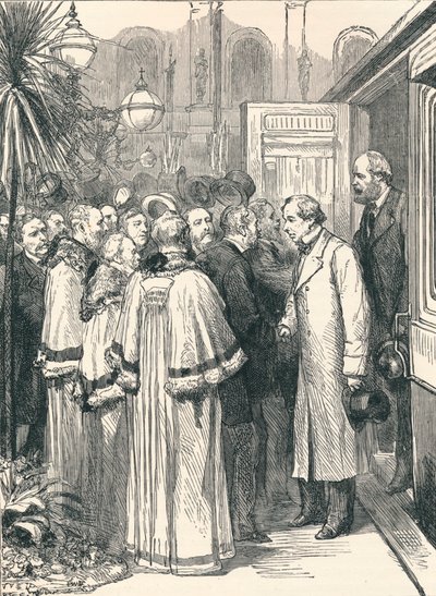 Lord Beaconsfield and Lord Salisbury at Charing Cross Railway Station by Unbekannt