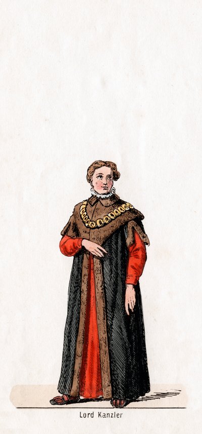 Lord chancellor, costume design for Shakespeares play, Henry VIII by Unbekannt