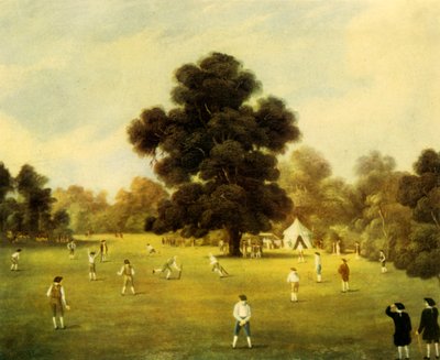 Lords and Gentlemen of Surrey and Kent Playing Cricket at Knole Park, Kent by Unbekannt