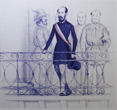 Lorenzo Brentano on the balcony of the Rathaus in Karlsruhe by Unbekannt