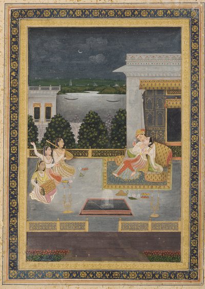 Lovers on a Terrace with Three Musicians by Unbekannt