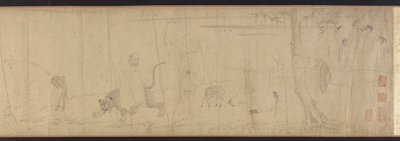 Luohans and Animals Crossing the Sea by Unbekannt