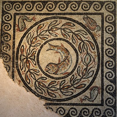 Lyon, region Auvergne, Rhone Alpes, department of Rhone. Mosaic of Choulans, discovered in 1967. Representing a fish by Unbekannt